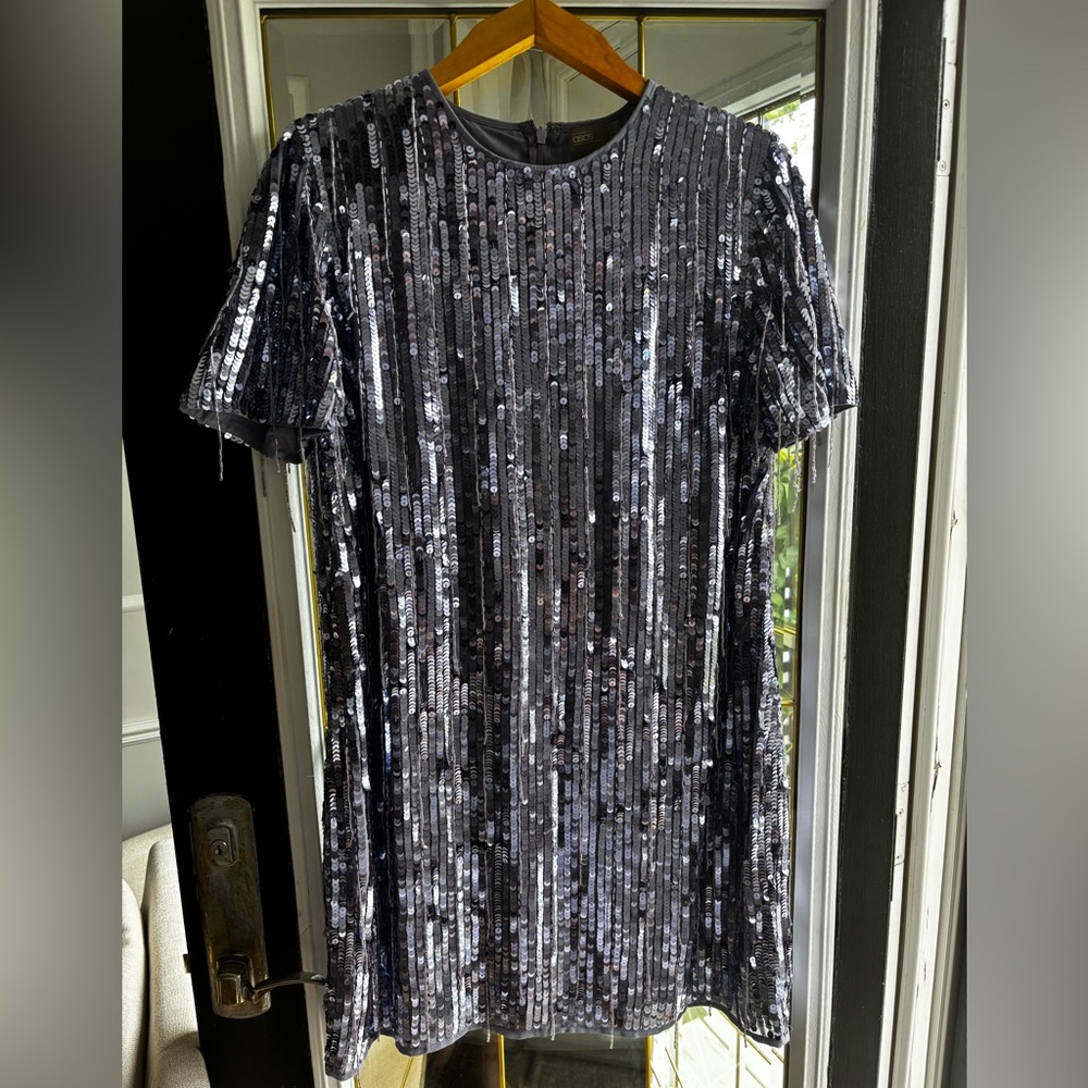 ASOS Periwinkle Sequin & Tassle Short Sleeve Dress